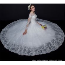 Alibaba Sexy See Through Long Sleeve Bling Beaded Wedding Dress Ball Gown